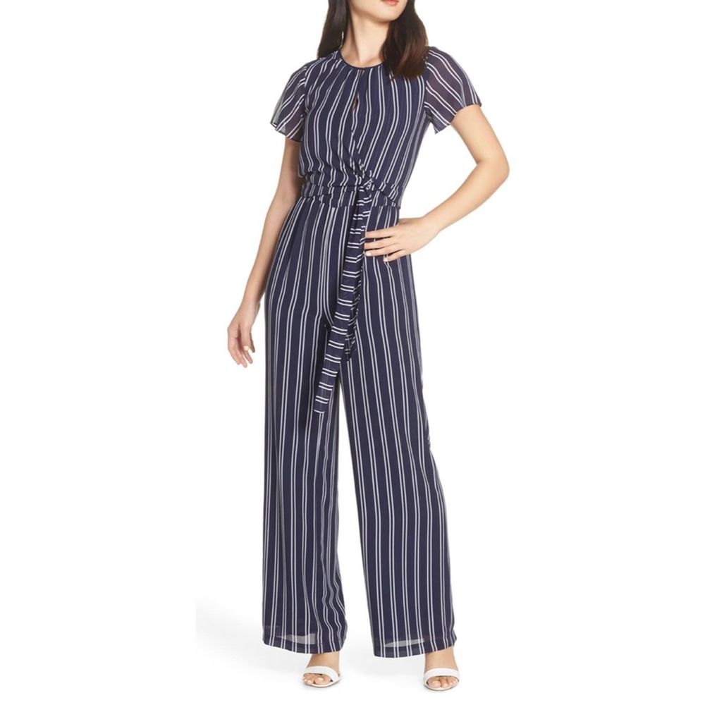 NWT Michael Kors Mega Railroad Stripe Jumpsuit - Picture 1 of 9